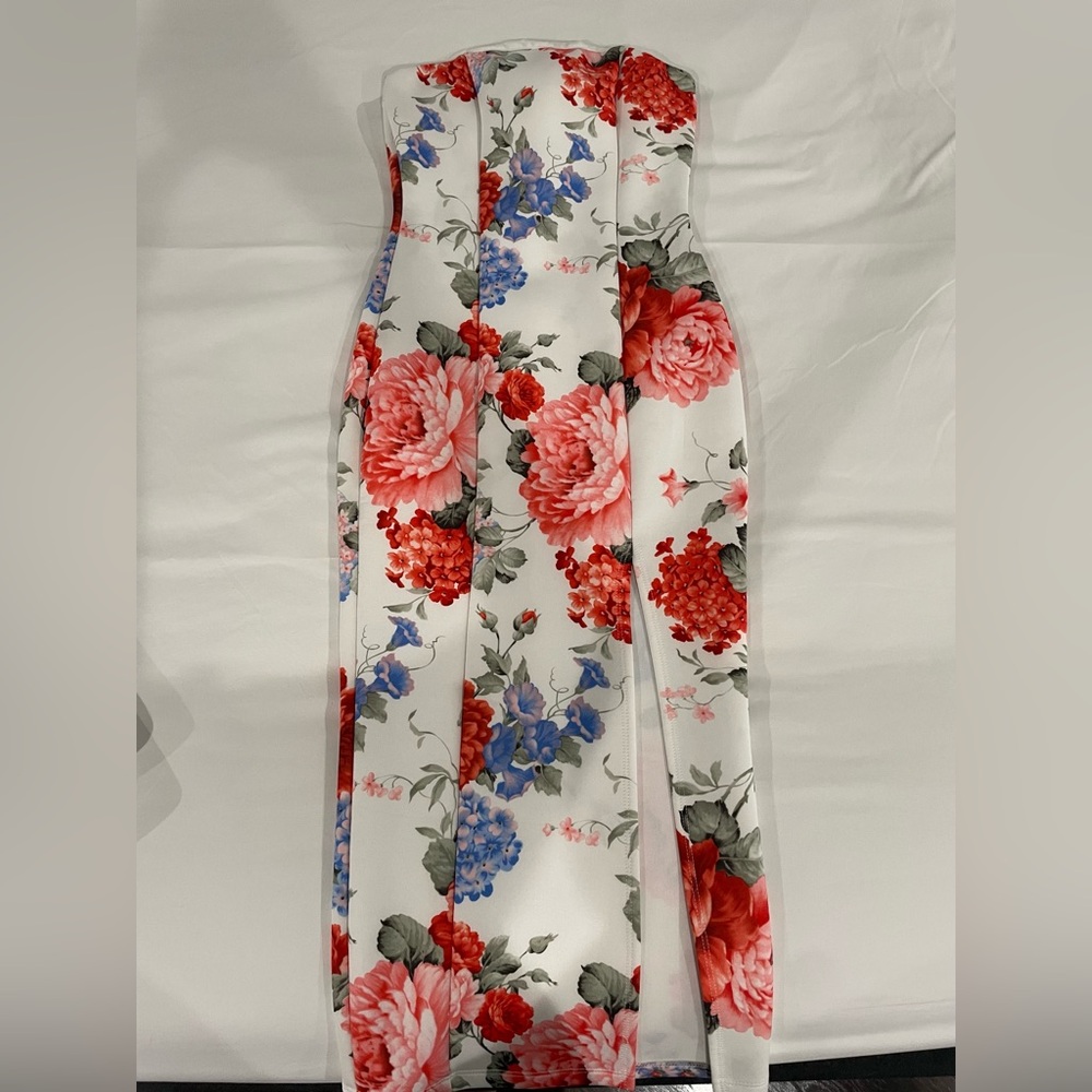 Strapless Floral Dress